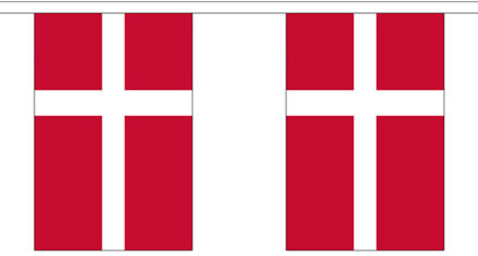 Denemarken vlaggenlijn - 300 cm - polyester stof - landen versiering - slinger Multi