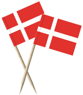 Denemarken vlaggetjes mini prikkers - 100x stuks - 8 cm - Landen decoratie - papier - cocktailprikke