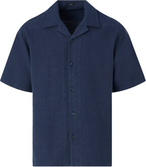 Denham Casual overhemd met korte mouwen Blauw - L