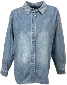 Denham Chambray Button Shirt Light Blue Denham , Blue , Dames - XS