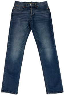 Denham Slim Fit Donkerblauwe Jeans met Knoopsluiting Denham , Blue , Heren - W34 L34,W33 L32,W34 L32