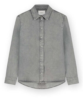 Denim blouse parelmoer knopen Grijs - 36