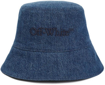 Denim Bookish Bucket Hat Off White , Blue , Dames - L,M,S