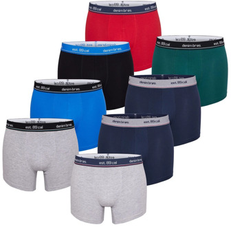 Denim brøs. boxershorts heren 8-pack multi effen kleuren #12 Print / Multi - XXL