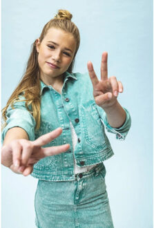 Denim jasje voor meisjes in de kleur Groen - 152