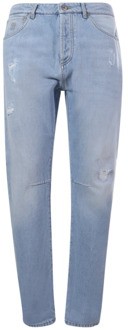 Denim Jeans met Tranen en Contrasterende Stiksels Brunello Cucinelli , Blue , Heren - L,M