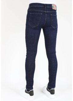 Denim jeans slimfit met gaten Blauw - 36