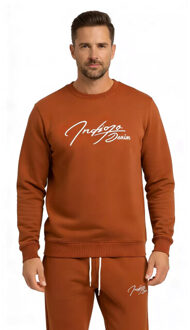 Denim joggingpak heren rood Bruin - M