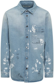 Denim Klassieke Kraag Shirt voor Heren Darkpark , Blue , Heren - M,S