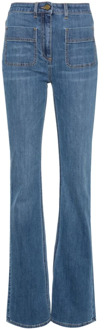 Denim Logo Gouden Jeans Elisabetta Franchi , Blue , Dames - W27,W29,W28,W26