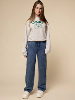 Denim lyocell broek wide leg. voor meisjes in de kleur Blauw - 128