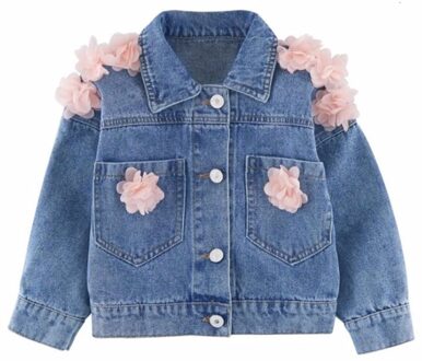 Denim Meisjes Jas voor Baby Kids Uitloper Jas Eenhoorn Kinderkleding Geborduurde Bloemen Meisje Herfst Tops Jassen 2T