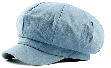 Denim Newsboy Caps Women Female Spring Vintage Painters Hat Octagonal Driving Casual Gatsby Cotton Ivy Cap And Hats licht blauw