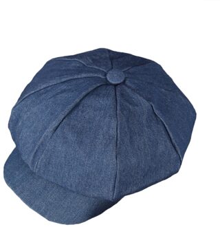 Denim Newsboy Caps Women Female Spring Vintage Painters Hat Octagonal Driving Casual Gatsby Cotton Ivy Cap And Hats marine blauw