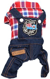 Denim Plaid Vier Benen Pet Kleding Voor Kleine Honden Chihuahua Lente Jumpsuits Hondenkleding Jas Hoodie Benodigdheden Voor Huisdieren Honden