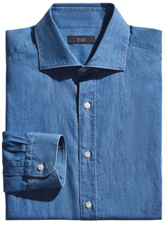 Denim Shirts Fay , Blue , Heren - M