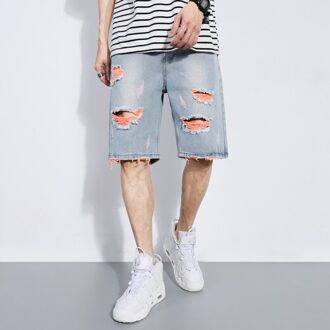 Denim Shorts Mannen Gescheurde Jeans Voor Mannen Rechte Shorts Jeans Broek Streetwear Losse Mode Toevallige Mannelijke Broek 32