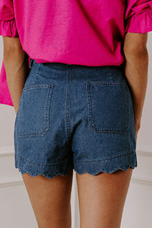 Denim Shorts met Golfrand Donkerblauw