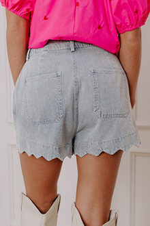 Denim Shorts met Golfrand Lichtgrijs