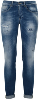 Denim Skinny Jeans met Distressed Details Dondup , Blue , Heren - W38,W32,W29,W30,W33,W36,W34