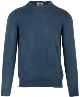 Denim Sweater Girocollo ML Alpha Studio , Blue , Heren - 2Xl,Xl,M,3Xl