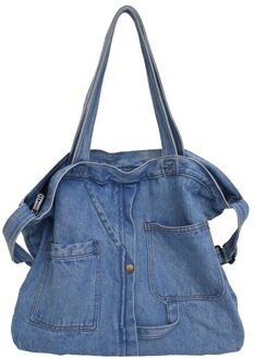 Denim Tas Meisje Grote Capaciteit Canvas Tas Vrouwen Messenger Bag Literaire Stijl Koreaanse Versie Van Tote Student schoudertas Blauw