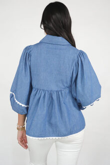 Denim Top met Golfrand Blauw
