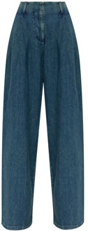 Denim Wijde Pijp Jeans met Gouden Sterren Golden Goose , Blue , Dames - Xs,2Xs