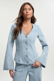 Denimjack Met Button-Down Naaddetails, Bleached Blue - 36