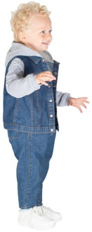 Denimjack met lange mouwen en fleece capuchon voor kinderen/kinderen - maat 102 (lengtemaat) Blauw