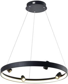 Denis LED hanglamp, rond met vier spots zwart