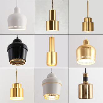 Denmark Nordic Artek Finnish Alvar Aalto Admiralty Bell Pendant Lights Bedroom Metal Luster LED Lamp Dining Room Bar De Fixtures