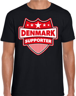 Denmark supporter schild t-shirt zwart voor heren - Denemarken landen t-shirt / kleding - EK / WK / Olympische spelen outfit M