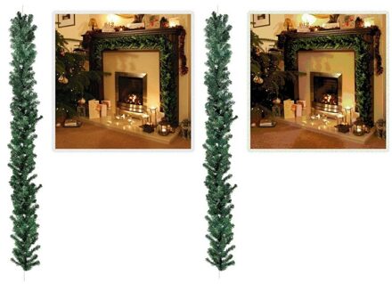 Dennenslinger - 2x - groen - 270 x 25 cm - dennen guirlande - kerstversiering