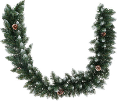Dennenslinger/dennen guirlande - groen - 180 x 7 cm - besneeuwd