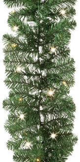 Dennenslinger - groen - met led verlichting - 270 cm - dennen guirlande kerstslinger