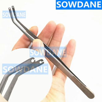 Dental Surgical Operation Stitching Tweezer College Tweezers Cotton Dressing Forceps Serrated Tip Stainless Steel