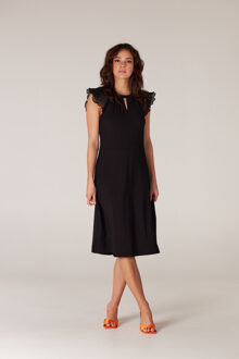 Denver mouwloze jurk met ruffle detail black Zwart - XS