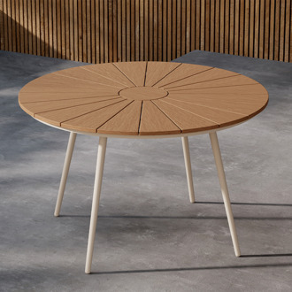 Denzel polywood ronde tuintafel beige - Ø 120 cm