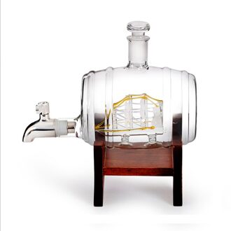 Deouny Glas Vat Whisky Karaf Nautische Liquor Dispenser Loodvrij Bier Decanter Voor Bourbon Rum Brandy Decoratie 1000Ml