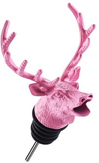 Deouny Herten Hoofd Wijn Mond Fles Uitloop Dispenser Zinklegering Geest Fles Shot Liquor Pourer Bar Gereedschap roze