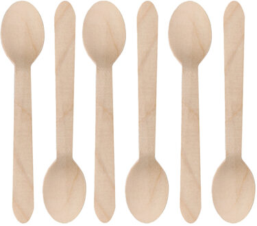 depa BBQ/verjaardag/camping bestek - lepels - 100x - hout - 16 cm