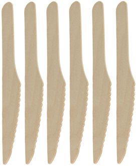 depa BBQ/verjaardag/camping bestek - messen - 100x - hout - 16 cm