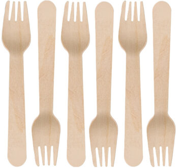 DEPA BBQ/verjaardag/camping bestek - vorken - 40x - hout - 16 cm