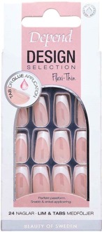 Depend Kunstnagels Depend Design Selection French White Chrome Short Coffin Nord 24 st