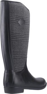 Derby Hoge Rubber Dames Zwart/Plaid Winter Kniehoge Laarzen - EU 36 / UK 3