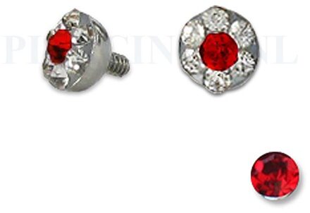 Dermal balletje 4 mm rood met meerdere kristallen