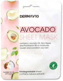 DermaV10 Gezichtsmasker DermaV10 Avocado Sheet Mask 1 st