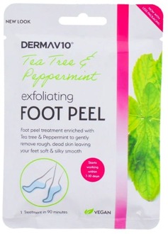 DermaV10 Voetmasker DermaV10 Exfoliating Foot Peel Tea Tree & Peppermint 1 paar