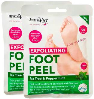 DermaV10 Voetmasker DermaV10 Exfoliating Foot Peel Tea Tree & Peppermint 2 paar